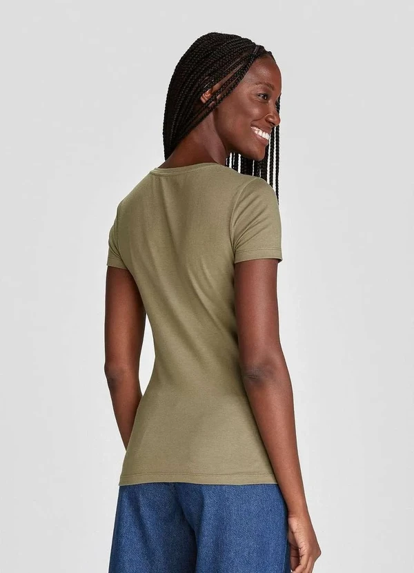 Hering - Blusa Basica Feminina Decote V com Elastano Verde 2