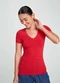 Hering - Blusa Basica Feminina Decote V com Elastano Preto - variação: Vermelho