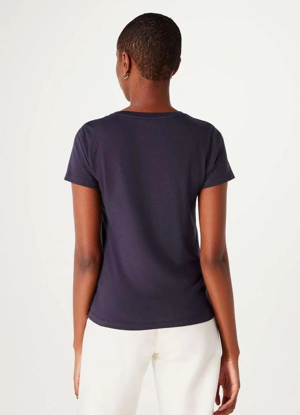 Hering - Blusa Basica Feminina Manga Curta Azul 3