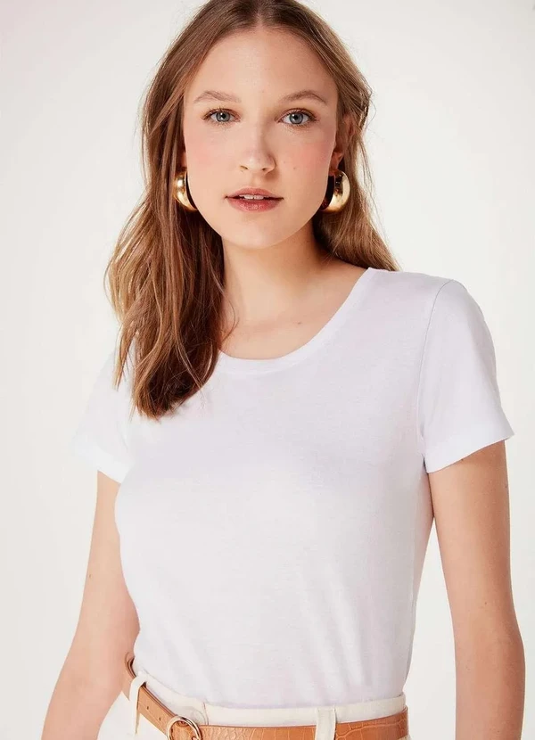 Hering - Blusa Basica Feminina Manga Curta Branco 2