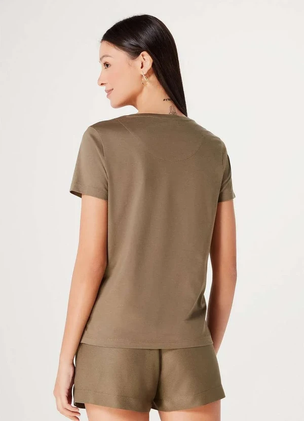 Hering - Blusa Basica Feminina Manga Curta Verde 3