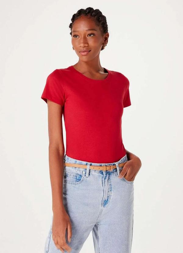 Hering - Blusa Basica Feminina Manga Curta Vermelho