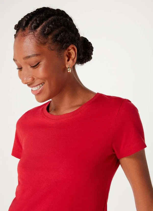 Hering - Blusa Basica Feminina Manga Curta Vermelho 2