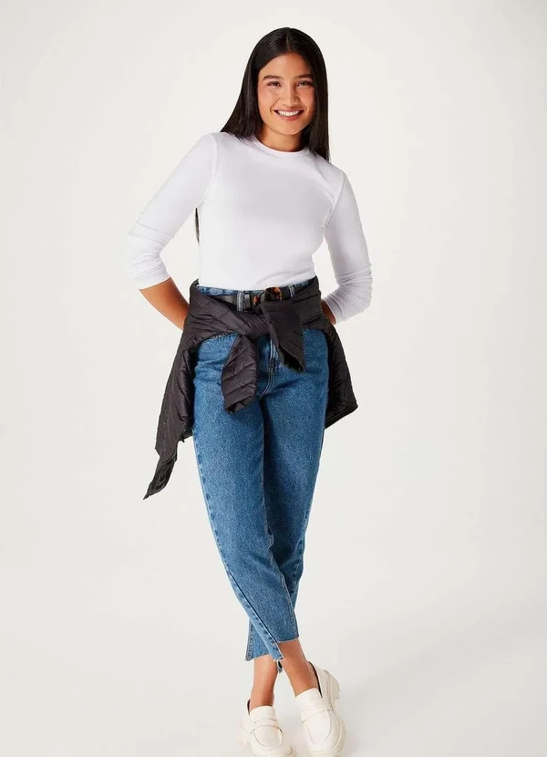 Hering - Blusa Basica Feminina Manga Longa com Elastano Branco 4