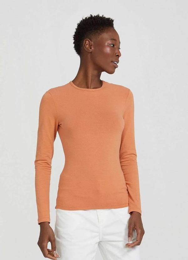 Hering - Blusa Basica Feminina Manga Longa com Elastano Marrom