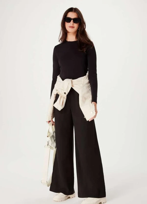 Hering - Blusa Basica Feminina Manga Longa com Elastano Preto 4