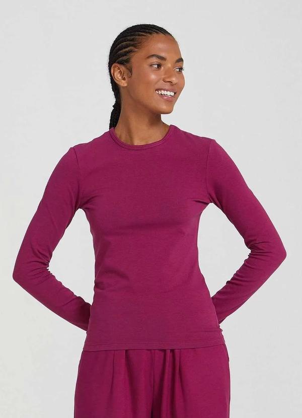Hering - Blusa Basica Feminina Manga Longa com Elastano Roxo