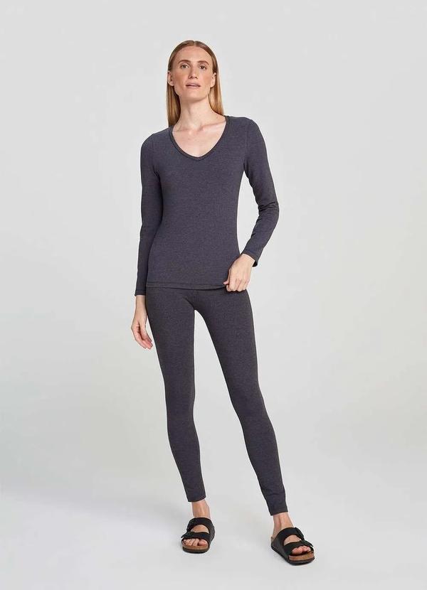 Hering - Blusa Basica Feminina Slim Manga Longa Cinza