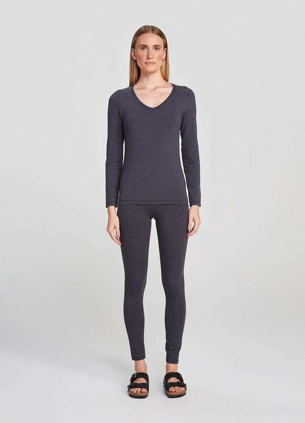 Hering - Blusa Basica Feminina Slim Manga Longa Cinza 6