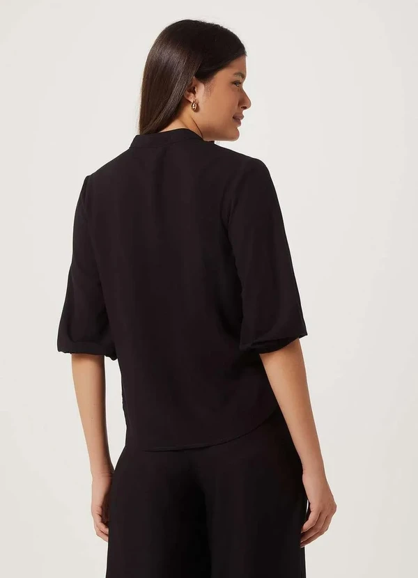 Hering - Blusa Feminina Reta Manga Bufante Flame Preto 3