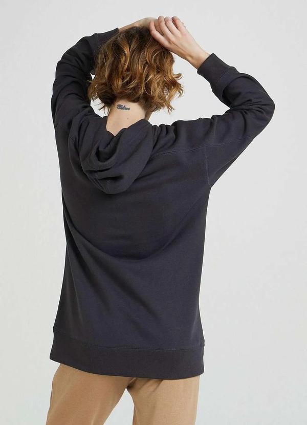 Hering - Blusao de Moletom Feminino com Capuz Regular Preto 3