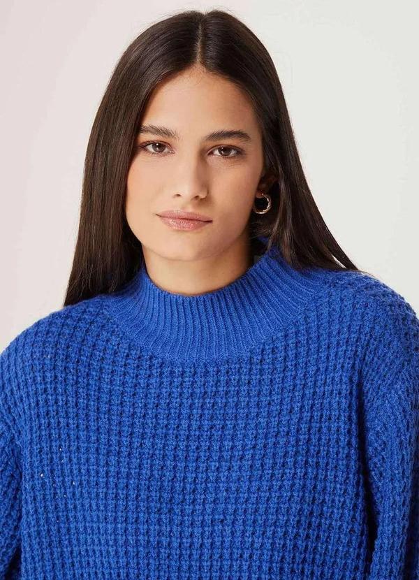 Hering - Blusao Feminino em Trico Gola Alta Azul 2