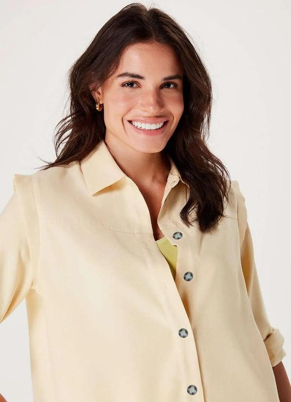 Hering - Camisa Feminina Manga Longa Alongada Amarelo 3