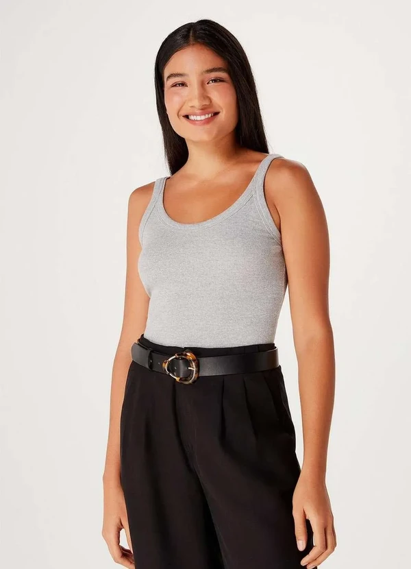 Hering - Regata Basica Feminina Slim em Ribana Cinza 2