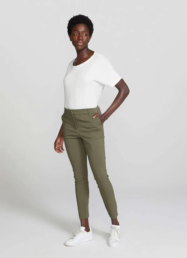 Hering - Calca Basica Feminina Cintura Media Alfaiataria Verde 3