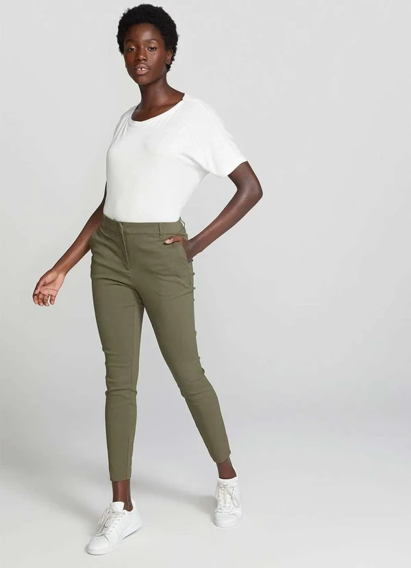 Hering - Calca Basica Feminina Cintura Media Alfaiataria Verde 6