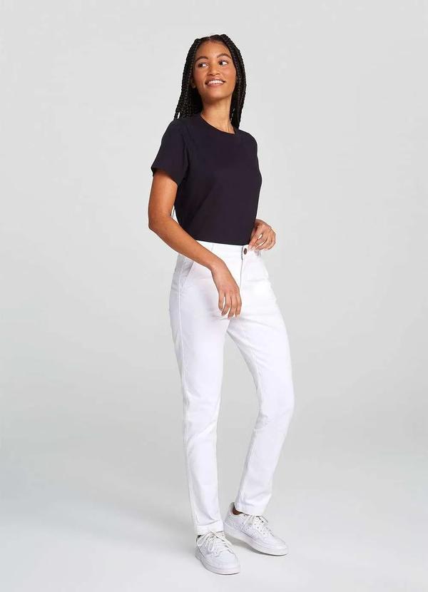 Hering - Calca Basica Feminina Cintura Media Chino com Elastano Branco 5