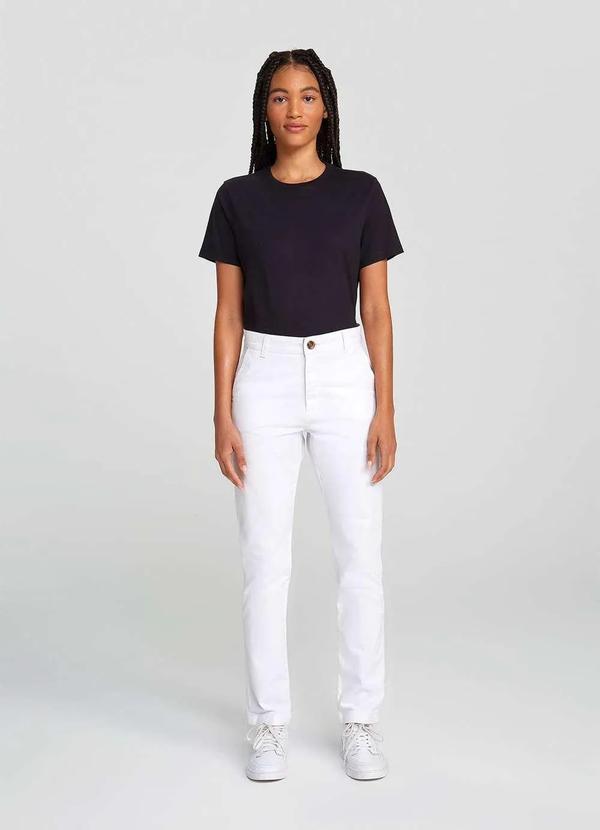 Hering - Calca Basica Feminina Cintura Media Chino com Elastano Branco 7