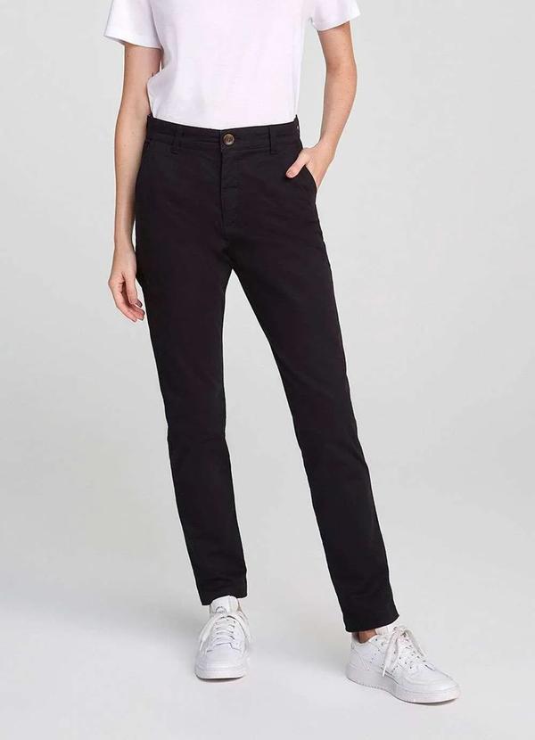 Hering - Calca Basica Feminina Cintura Media Chino com Elastano Preto