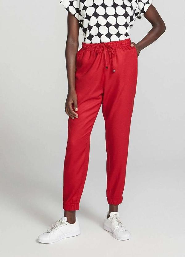 Hering - Calca Basica Feminina Cintura Media Jogger Vermelho