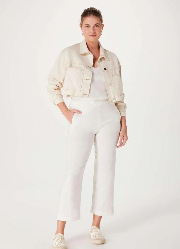 Hering - Calca Feminina Cintura Alta em Linho Branco
