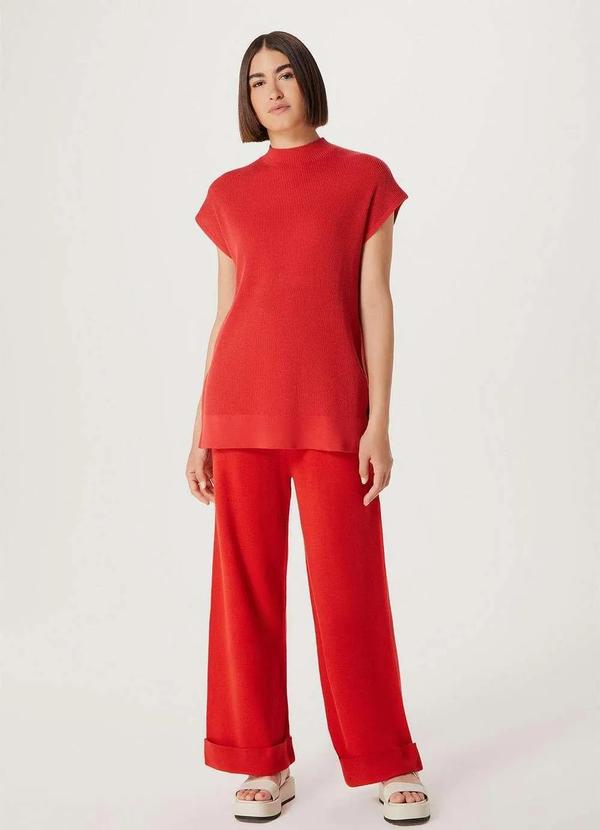 Hering - Calca Feminina Cintura Alta em Trico Vermelho