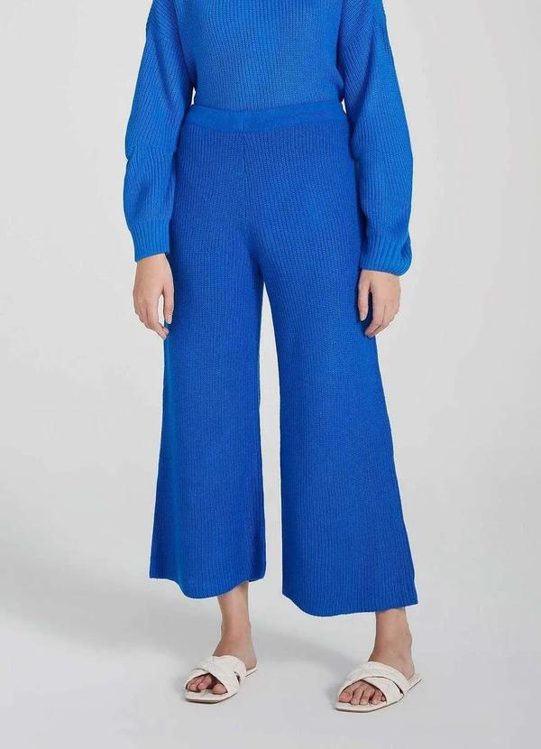 Hering - Calca Feminina Pantacourt Cintura Alta em Trico Azul