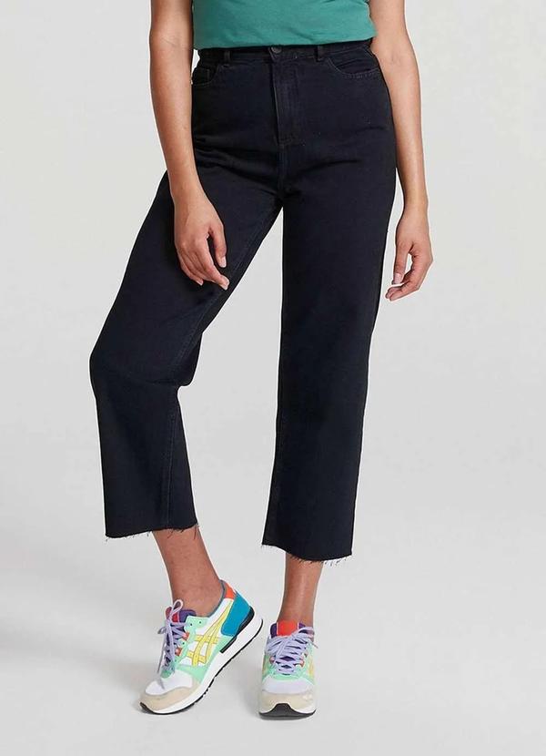 Hering - Calca Jeans Feminina Cintura Alta Reta Preto