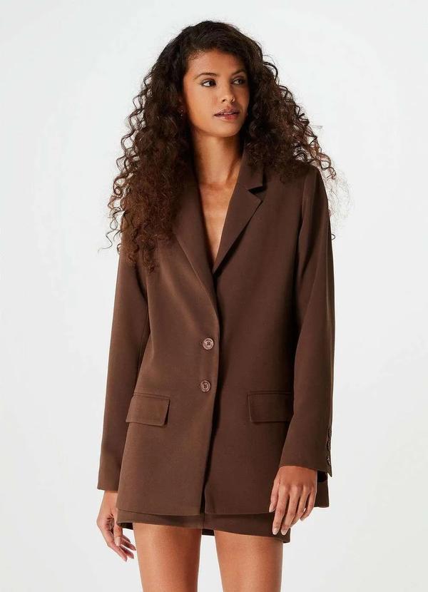 Hering - Blazer Feminino Alfaiataria Hering e Nv Marrom