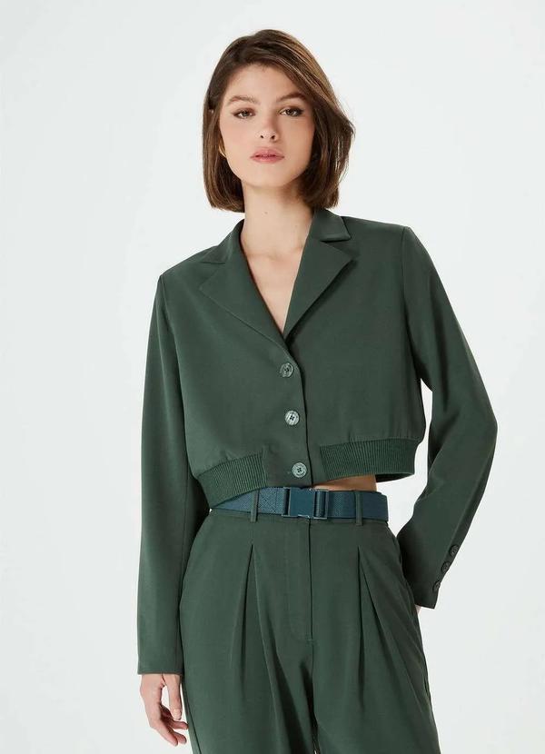 Hering - Blazer Feminino Cropped Hering e Nv Verde