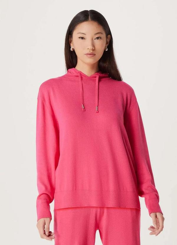 Hering - Blusao Basico Feminino em Trico com Capuz Rosa