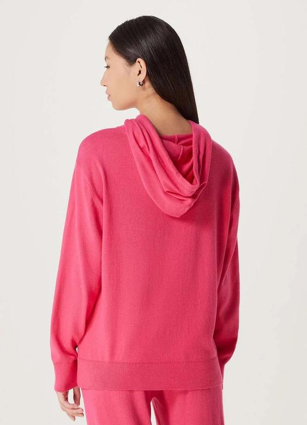 Hering - Blusao Basico Feminino em Trico com Capuz Rosa 3