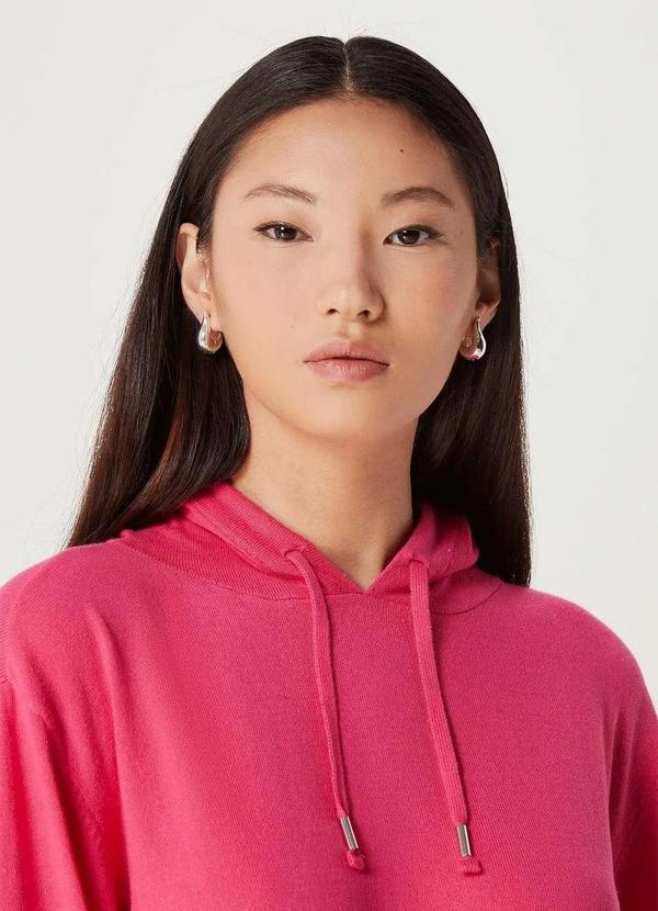 Hering - Blusao Basico Feminino em Trico com Capuz Rosa 4