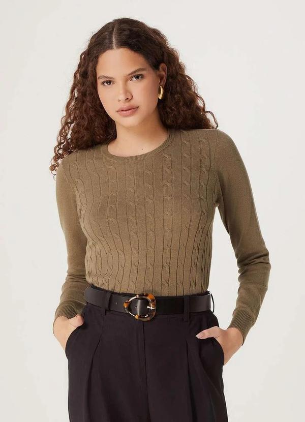 Hering - Blusao Basico Feminino em Trico com Textura Verde