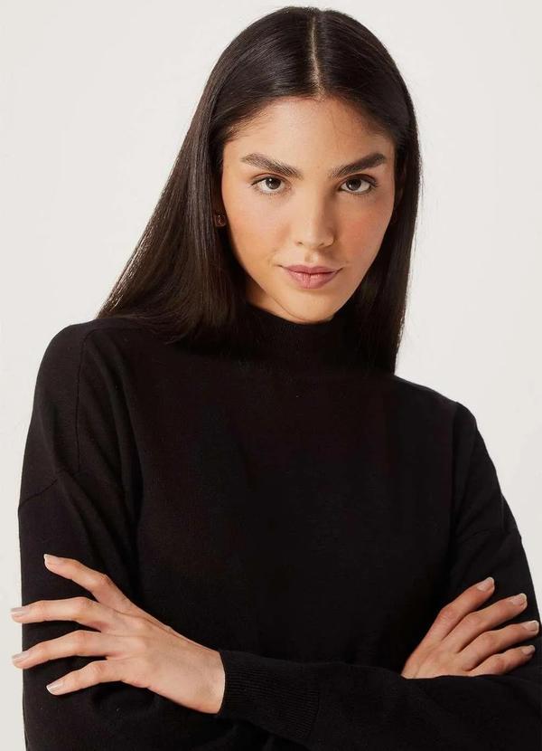 Hering - Blusao Basico Feminino em Trico Gola Alta Preto 2