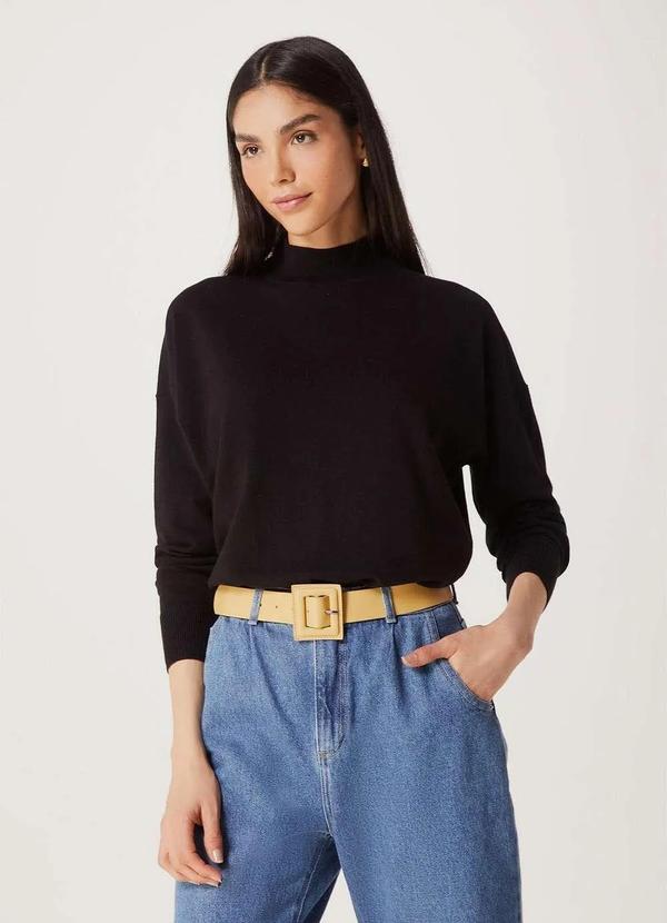 Hering - Blusao Basico Feminino em Trico Gola Alta Preto 4