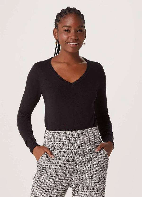 Hering - Blusao Basico Feminino em Trico Manga Longa Preto