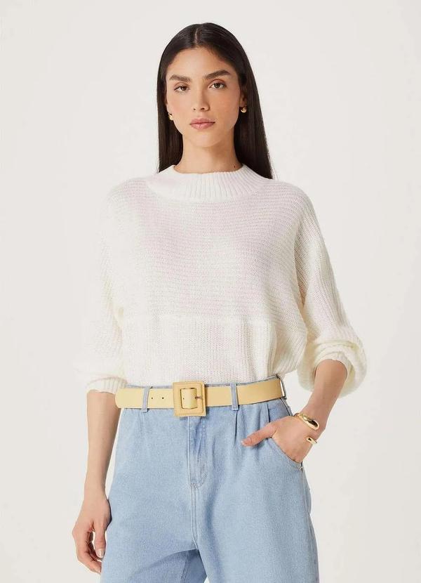 Hering - Blusao Basico Feminino em Trico Texturizado Branco