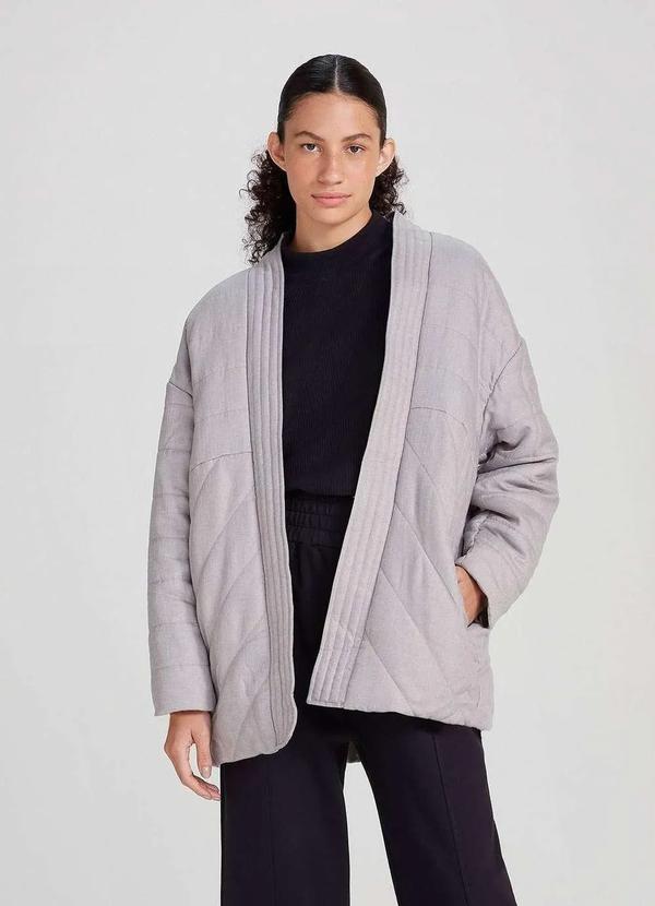 Hering - Casaco Feminino Matelasse Amplo Cinza