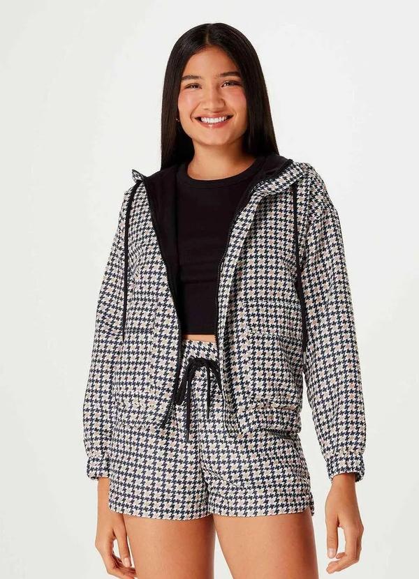 Hering - Jaqueta Feminina Corta Vento Animal Print Preto