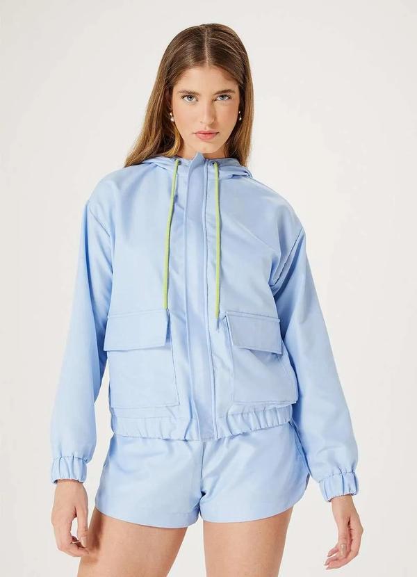 Hering - Jaqueta Feminina Corta Vento com Capuz Azul