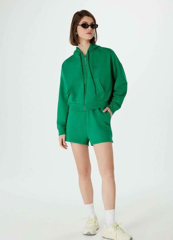 Hering - Jaqueta Feminina em Moletom Hering e Nv Verde