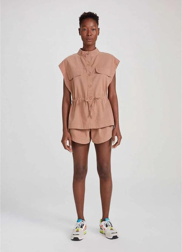 Hering - Colete Feminino Muscle com Amarracao Marrom 2