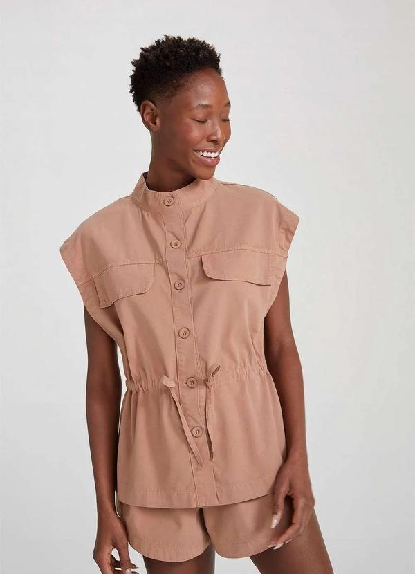 Hering - Colete Feminino Muscle com Amarracao Marrom 5