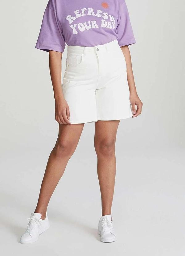 Hering - Bermuda Sarja Feminina Evase Branco