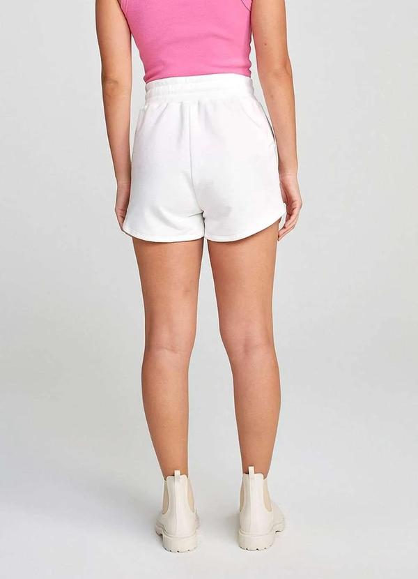 Hering - Shorts Basico Feminino Cintura Media em Moletom com Amarracao Branco 3
