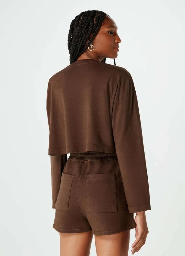 Hering - Shorts Feminino em Moletom Hering e Nv Marrom 3