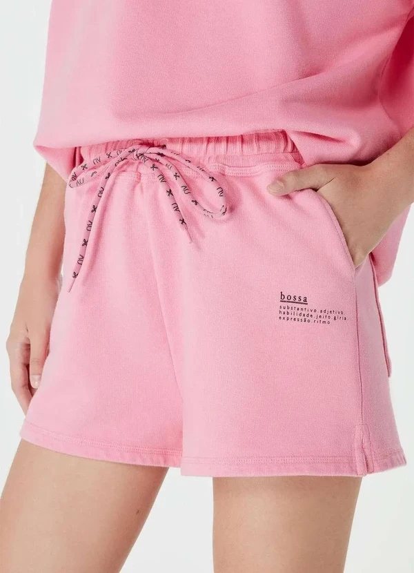 Hering - Shorts Feminino em Moletom Hering e Nv Rosa 2