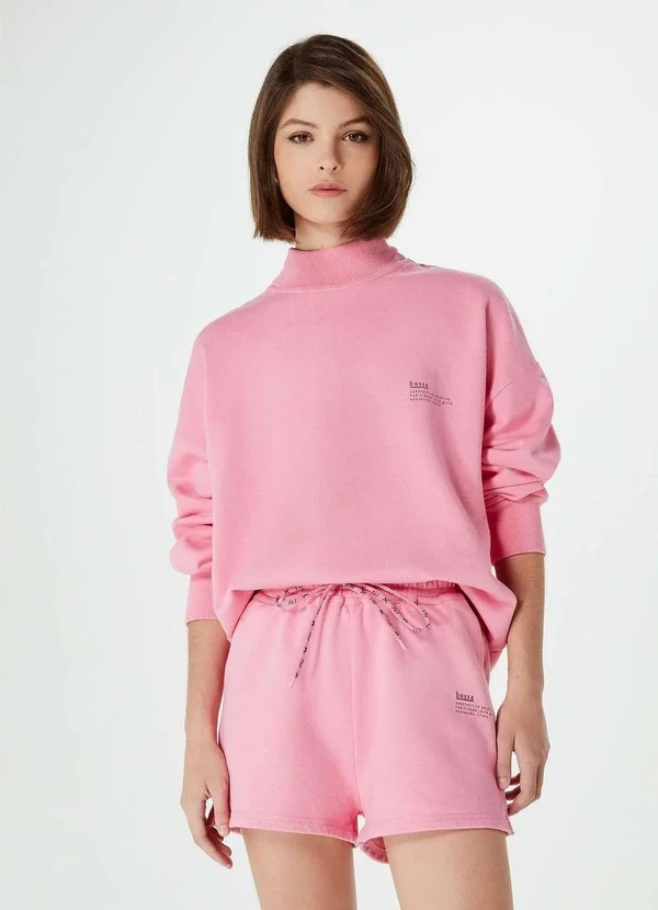 Hering - Shorts Feminino em Moletom Hering e Nv Rosa 4