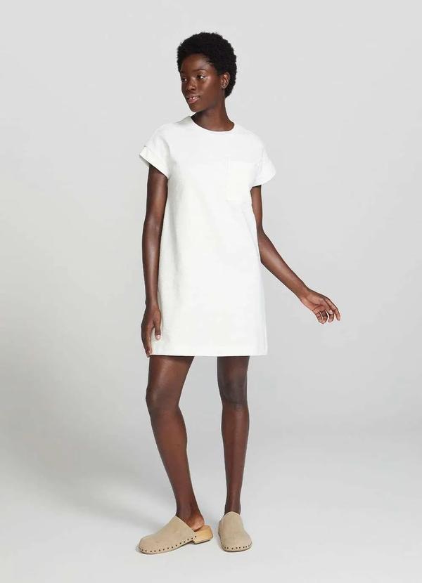 Hering - Vestido Basico Curto em Malha com Bolso Branco